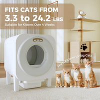 Garvee Automatic Cat Litter Box, 68L Self Cleaning Litter Box with APP Control, Dual Safety Protection and Odor Removal for Multiple Cats, White