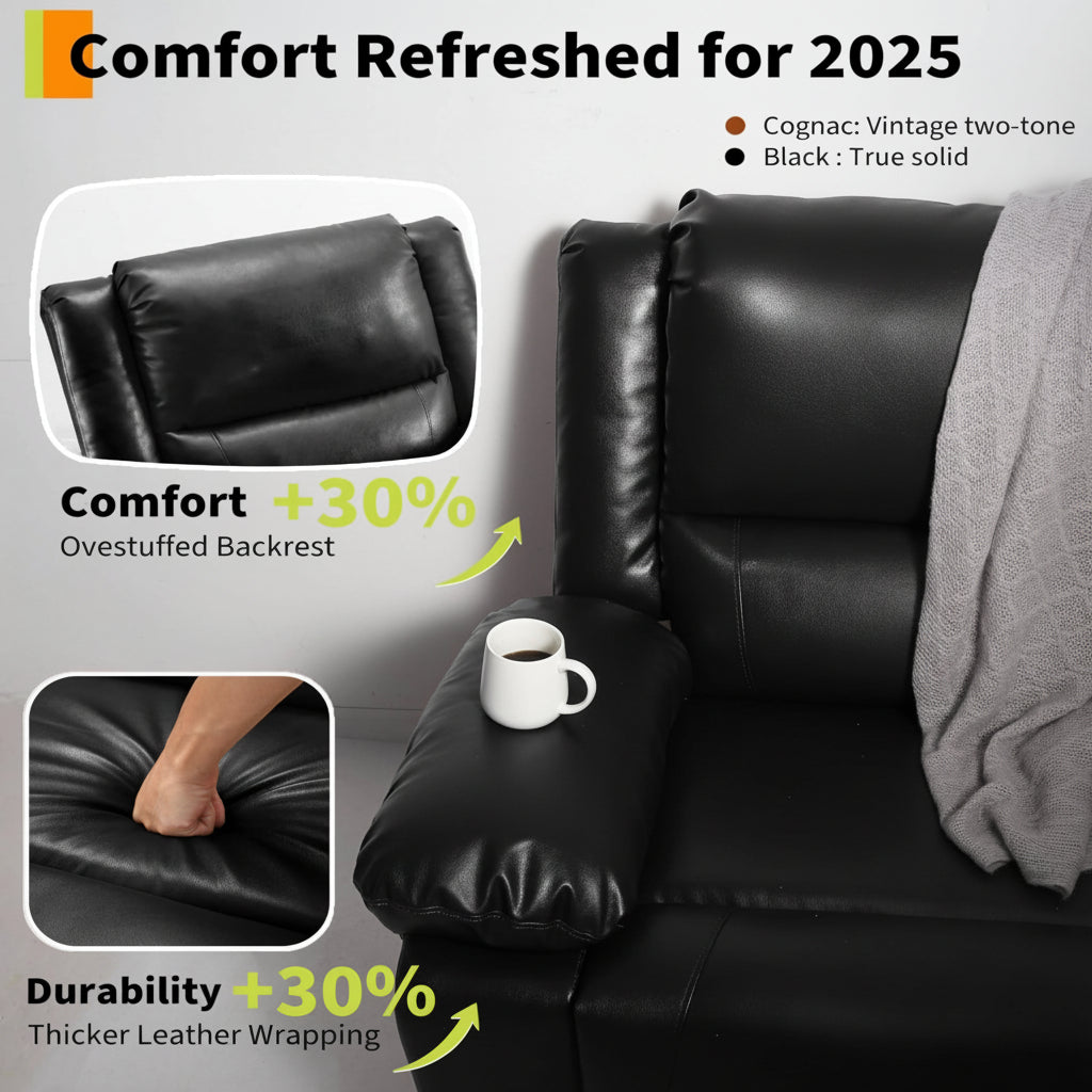 Garvee PU Leather Power Lift Recliner Chair with Massage and Heat, 8-Point Vibration, Adjustable Back and Leg Support, Electric Lift Chair Designed for Mobility Aid Elderly Relaxation, Black