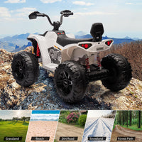 Garvee Ride - P Series: 24V 2-Seater Ride On ATV for Kids - 4-Wheel Battery Powered, High/Low Speed Modes, LED Lights, Music & Horn, Durable Wear-Resistant Wheels, Safe Non-Toxic Material, Outdoor Adventure - White