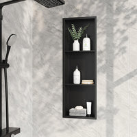 Garvee Stainless Steel Shower Niches Ready for Tile, 12" x 36" Modern Soap Niche, 3-Tier Organizer, No Tile Needed Recessed Wall Niche for Bathroom Storage, Black