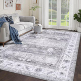 Garvee Washable Rug Area Rug 5x7 Traditional Carpet for Living Room, Bedroom Rug Indoor Floor Mats for Dining Room and Kitchen Boho Rug,Grey - Gray
