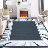 Garvee Modern Grey 9x12 Area Rug Large Washable Rug Bordered Area Rug for Living Room Contemporary Bedroom Rug Low Pile Anti-Slip Backing Indoor Carpet Aesthetic Foldable Rug for Dining Office - Gray
