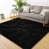 Garvee Fluffy & Sheepskin Pure Black 9x12 Faux Fur Shag Rug, Non-Slip Tie Dye Plush Fuzzy for Bedroom Kids Nursery Dorm