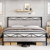 Garvee 2024 New Bed Frame Queen Size, with Rustic Wood Headboard and Footboard, Sturdy Steel Slat Support, Noise Free, No Box Spring Needed, Easy Assembly (Light Grey, Queen) - Light Grey