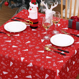 Garvee Christmas Tablecloth Xmas Tree Snowflake Table Covers Winter Holiday Decoration Tablecloth Rectangle Table Cover for Party Kitchen Dinner Waterproof Indoor Outdoor Table Topper,Red, 54x90 - Red#a