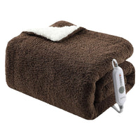 Garvee Electric Blanket Heated Throw, Heated Blanket Soft Double Sherpa Super Cozy with 4 Heating Levels & 4 Hours Auto Off, Overheat Protection, Machine Washable, ETL Certification, Brown 50"x60"