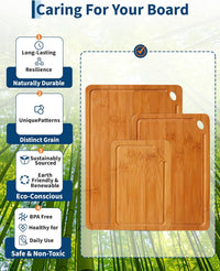 Garvee 3-Piece Deep Carbonized Bamboo Cutting Board Set with Holder – Multi-Size Butcher Block for Kitchen, Deep Juice Grooves, Built-in Handles, Chopping Boards for Vegetables, Fruit, meat and cheese board board (15x10, 12x8, 9x6 Inch) – Deep carbonized