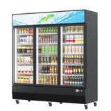 Garvee 46 Cu.Ft. Commercial Refrigerator - 3 Glass Door Merchandiser Cooler for Restaurants, Grocery Stores, Home - Black
