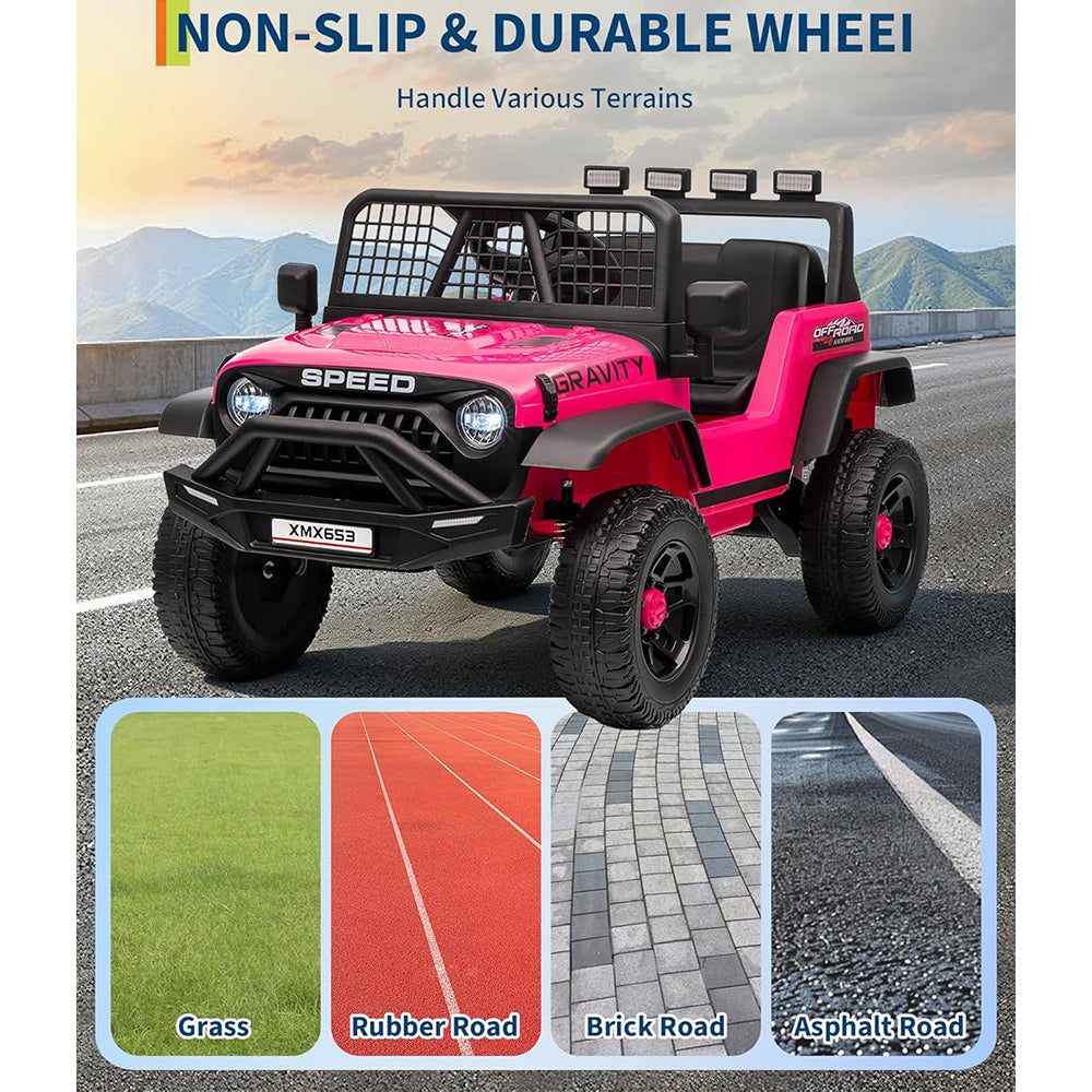 Garvee 12V Kids Electric Ride On Car with Remote Control, Bluetooth Music Player, LED Lights, EVA Material, Dual Drive, Safety Features, Outdoor Play