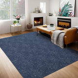 Garvee Solid Modern Soft Navy Living Room Rug Washable, Non-Slip, Low Pile Accent Carpet for Dining Room, Nursery, Office, Foldable Design - Blue
