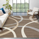 Garvee Rug for Living Room 9x12 Washable Area Rug Non Slip Low Pile Rug Indoor Floor Cover Modern Nursery Rug Stain Resistant Large Rug for Bedroom Office - Brown