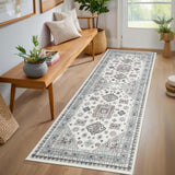 Garvee Area Rugs Machine Washable Non Slip Soft Low-Pile Carpet Vintage Aesthetic Stain-Resistant Rug for Living Room Dining Bedroom Decor - Beige