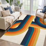 Garvee Area Rug 8x10 Washable Rug Colorful Rug Indoor Floor Cover Thin Rug Kitchen Indoor Distressed Non Slip Carpet Floral Print Mat Living Room Bedroom Dining Room Beige/Blue/Orange - Beige/Blue/Orange