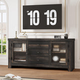 Garvee 54.4" Buffet Sideboard with 2 Glass Doors & 3 Drawers, Coffee Bar Table, TV Stand for Living Room Kitchen Dining Room, Black - Black