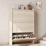 Garvee Shoe Cabinet with 3 Flip Drawers, Modern Shoe Storage for Entryway, Wooden Shoe Organizer Cabinet with Adjustable Shelf, Hidden Shoe Rack for Hallway, Living Room, Natural - Natural