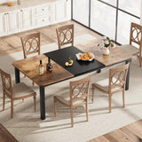 Garvee 78.7" Wood Industrial Dining Table Suitable for 6~8 People, Brown & Black - Brown & Black