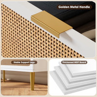 Garvee Rattan 8 Drawer Dressers for Bedroom, Tall Dresser with Deep Drawers, Large Chest of Drawers for Closet with Wide Top, Long Wooden Dresser for Living Room, Hallway, Kids Room, White