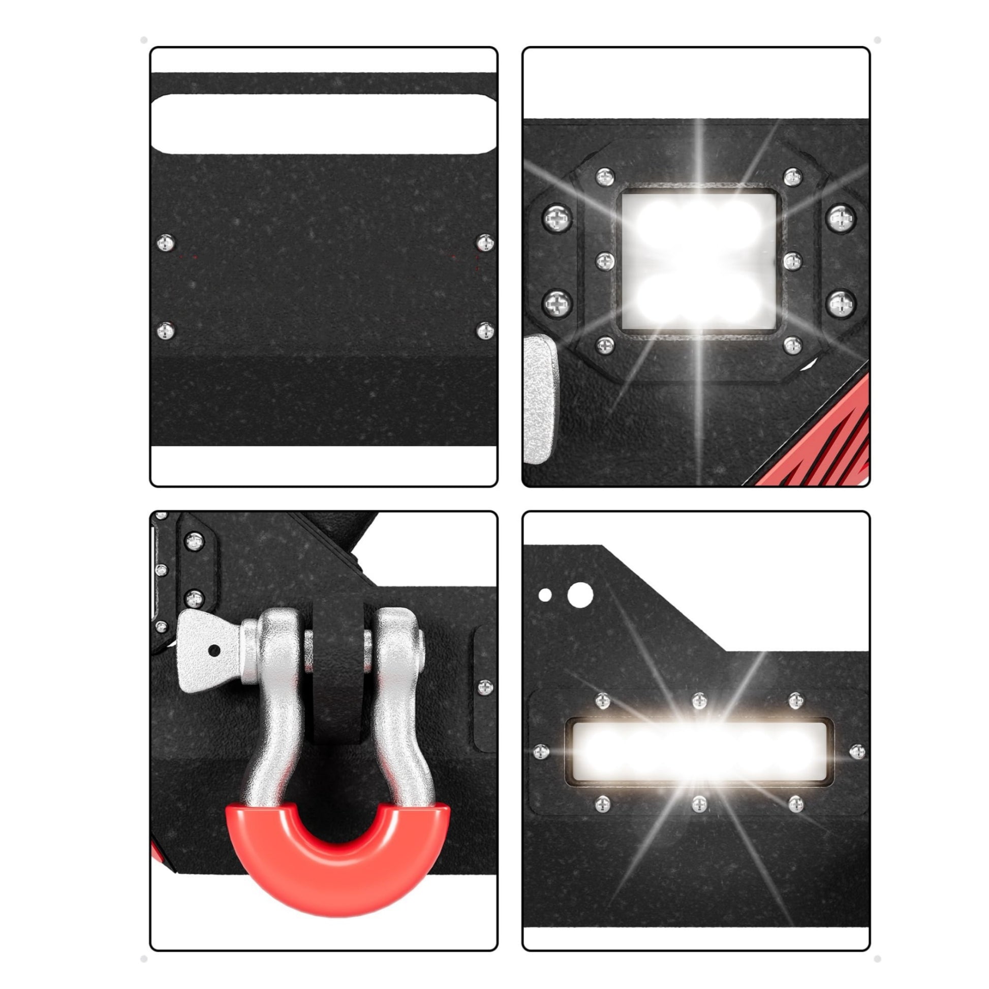 Garvee Front Bumper Compatible with 2018-2024 Jeep Wrangler JL/ 2020-2023 Jeep Gladiator JT, Off Road Bumper Paintable Armor W/Winch Plate & 4 LED Lights & D-rings