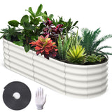 Garvee 6' X 3' X 1.5' Galvanized Raised Beds for Outdoor, Oval Raised Garden Bed with Open Base, Tool-Free Assembly Planter Raised Boxes for Outdoor Vegetables & Flowers, White - White