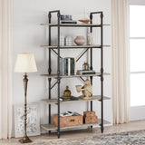 Garvee 5 Tier Bookshelf, 67.9” Tall Bookcase with 5 Open Book Shelves, Vintage Bookshelves and Bookcases with Roman Column, Large Display Shelves for Home Office, Study Room, Living Room-Grey - Grey