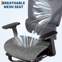 Garvee Ergonomic Office Chair - Mesh Back, 4D Adjustable Armrests, Dynamic Lumbar Support, Retractable Footrest, Adjustable Headrest, 145° Recline, High Back Swivel, Heavy Duty Metal Base - Gray