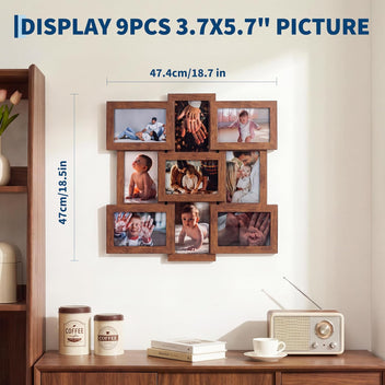 Garvee 9-Opening 4x6 Collage Picture Frame Set - Grid Multi Photo Wall Frame with Glass Front, MDF, Wall Mountable, Gallery Decor for Family & Wedding Photos - Fiery Sunset Clouds