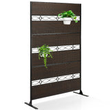 Garvee Rattan Privacy Screen Outdoor Decorative Privacy Screen with Stand Freestanding Privacy Screen for Patio, Garden, Balcony, 76.5"H×45.9"W (Brown)