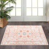 Garvee Boho Floral Medallion Area Rug, 2x3 Washable Indoor Accent Carpet with Low-Pile, Non-Slip Soft Rug for Entryway, Bedroom, Living Room, Office, Kitchen - Pink