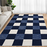 Garvee Buffalo Plaid Rug 9 x 12 Washable Rugs, Navy Blue & Cream Checkered Rug, Indoor Check Large Area Rugs for Living Room/Dining Room/Bedroom/Farmhouse - Navy Blue