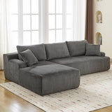 Garvee 106" Modular Sectional Sofa Cloud-Like L-Shaped Couch With Chaise Lounge Convertible Compression Sleeper No Assembly Required Corduroy Fabric for Living Room Bedroom Apartment - Gray
