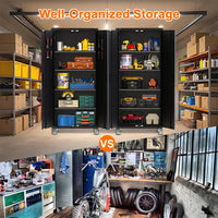 Garvee Metal Storage Cabinet 72"H with Wheels, Steel Tool Cabinet with Pegboard, Adjustable Shelves, Lockable Rolling for Home, Garage, Office, Gray