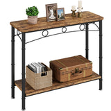 Garvee Retro Console Table 41.3” L x 11.8" W x 31.8" H + Storage + 2 Tier Design + MDF & Metal + Versatile Use + Living Room, Entryway - Retro Color