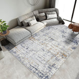 Garvee Washable Rugs 5x7 Rug Contemporary Distressed for Living Room Bedroom Modern Abstract Office Rug Low Pile Neutral Soft Nursery Rug Non Slip Farmhouse Floor Cover Blue Orange - Blue Orange
