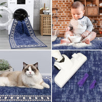 Garvee Bordered Dark Blue 4x6 Machine Washable for Living Room Modern Area Rug, Non-Slip Stain Resistant Accent Rug Indoor Minimalist Border Floor Cover Carpet for Bedroom