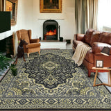 Garvee Grey Area Rug for Bedroom 8x10 Oriental Rug Boho Cottagecore Rug Medallion Distressed Rug for Living Room Machine Floral Rug Aesthetic Large Carpet Dining Room Rug Accent Floor Mat - Gray