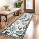 Garvee Washable Runner Rug 2x6 Ultra-Soft Jungle Plant Animal Design Beige for Entryway Laundry Kitchen Bedroom - Beige