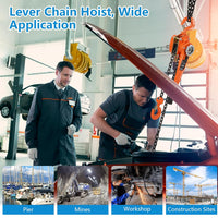 6 Ton 20 Ft Lever Chain Hoist, Dual Hooks for Garages