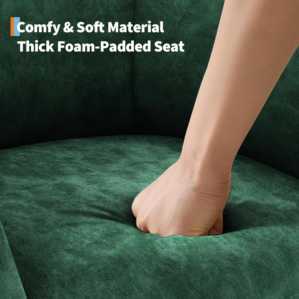 Garvee Accent Chair Velvet Club Chair, Comfy Curved Armrest Upholstered Barrel Chair with Soft Padded Seat, U-Shaped Backrest for Living Room Bedroom Study Waiting Room, Retro Green