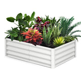 Garvee 6' X 3' X 1' Galvanized Raised Garden Bed, Outdoor Rectangular Metal Planter for Vegetables, Flowers & Herbs, White - White