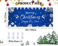 Garvee Christmas & New Year Garage Door Cover - 7x16 ft Holiday Banner with 4x6 m Ribbons | Vibrant Polyester Decor for Home, Church, Party | Durable & Reusable Xmas Decoration