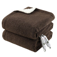 Garvee King Size Electric Blanket, Heated Blanket Dual Control Soft Double Sherpa Cozy with 4 Heating Levels & 10H Auto Off, Over-Heat Protection, Machine Washable, ETL Certification, Brown 90"x100"