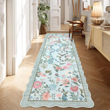 Garvee 2x6 Washable Runner Rug Floral Kitchen Rug Non-Slip Low Pile Stain-Resistant Blue - Blue