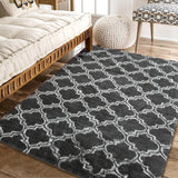Garvee 5x8 Rug Shag Rug for Living Room Black Rug Shaggy Rug Kids Rug Plush Rug Geometric Moroccan Carpet Bedroom Fluffy Rug Bedside Rug Soft Rug Non Skid Rug Modern Area Rug - Dark Gray