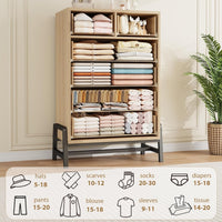 Garvee 4+2 Dresser for Bedroom, 46.6 in Tall Drawer with Large Storage Space, Metal Legs, Freestanding Wooden Closet Storage Dresser Chest for Living Room, Bedroom, Entryway, Natural Oak