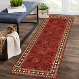 Garvee Bordered Red 2x6 Runner Rug Modern Bordered Hallway Runner Rug, Washable Area Rug Stain Resistant Non-Slip Carpet Minimalist Border Floor Cover Entryway Rug for Laundry Kitchen - Rust Red