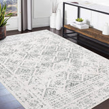 Garvee Boho Beige Grey 6x9 Area Moroccan Rugs Washable Living Room Rug Distressed Soft Bedroom Rug Moroccan Trellis Throw Rugs Non Slip Floor Carpet for Nursery Dining Room Stain Resistant - Beige Gray