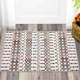 Garvee Trellis Area Rug 3x5 Geometric Design, Faux Wool Plush, Non-Slip, Washable, Low Pile, Living Room, Bedroom - Tan & Ivory