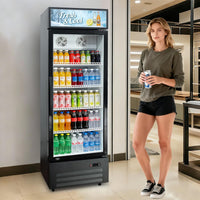 GARVEE 19.1 Cu.ft Commercial Beverage Cooler with RGB LED Lights & Remote - 280-Can Glass Door Display Fridge, Air-Cooled Frost-Free with Top Light Box for Bar Restaurant Store（Black）