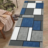 Garvee Runner Rug for Hallway Machine Washable Rugs Geometric Modern Rug Entry Rug Non Slip Rug for Bedroom Stain Resistant Floor Mats Classroom Office Rug Navy Blue 2'x6' - Navy Blue