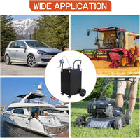 Garvee 45 Gallon Portable Gas Caddy Gasoline Diesel Can Hand Siphon Pump With Rolling Flat-Free Solid Rubber Wheels for Boat, Atv, Car, Motorcycle - Black